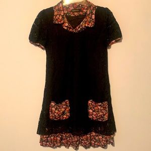 Reborn Black Lacy Dress with Floral Accents